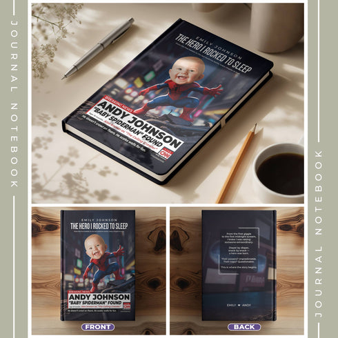 Personalized Baby Spiderman Notebook – Custom Superhero Journal with Baby Photo & Name